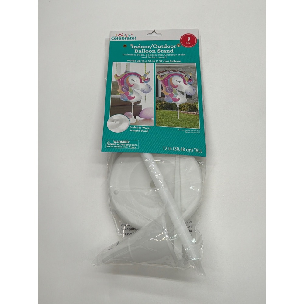 Way to Celebrate Indoor Outdoor Balloon Stand 12 Inch White‎ Water Weight Base